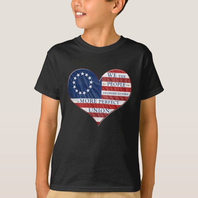 Camiseta Nós, O Pessoas Americano Flag Heart Shirt (Frente)