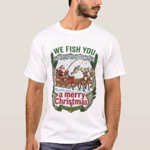 Camiseta Nós Pescamos Você Feliz Natal Papai Noel Pesca Ren