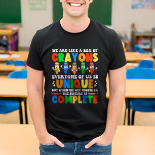 Camiseta Nós Somos Como Uma Caixa De Crayons De Volta À Eng