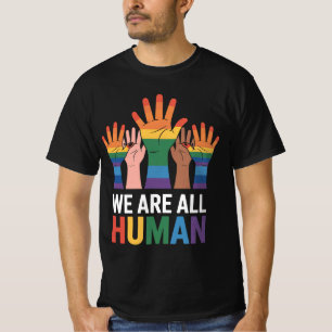 Camiseta Nós Somos Todos Arco-Íris Humano Orgulho LGBTQ Mão