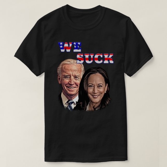 Camiseta NÓS SUCK Anti Biden Harris Design Patriótico (Frente do Design)