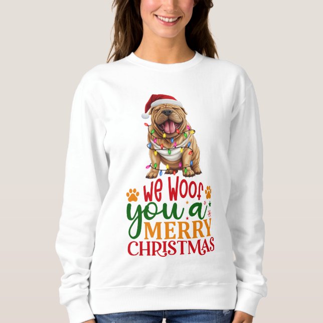 Camiseta Nós Te Acolhemos Um Feliz Natal Shar-Pei (Frente)