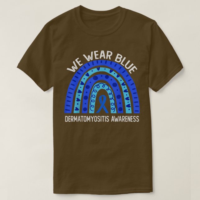 Camiseta Nós Vestimos Azul Para A Consciência Da Dermatomio (Frente do Design)