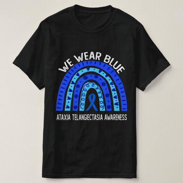Camiseta Nós Vestimos Azul Para Ataxia Telangiectasia Consc (Frente do Design)