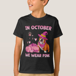 Camiseta Nós Vestimos Inglês Rosa Bulldog Cancer de Mama Aw