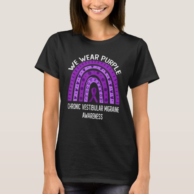 Camiseta Nós Vestimos Roxo Para Enxaqueca Vestibular Crônic (Frente)
