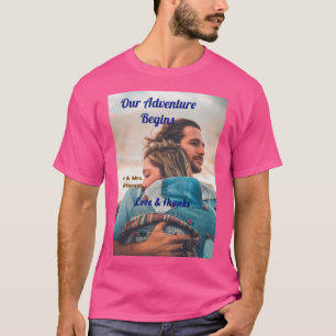 Camiseta Nossa aventura começa adicionar foto do casal amor