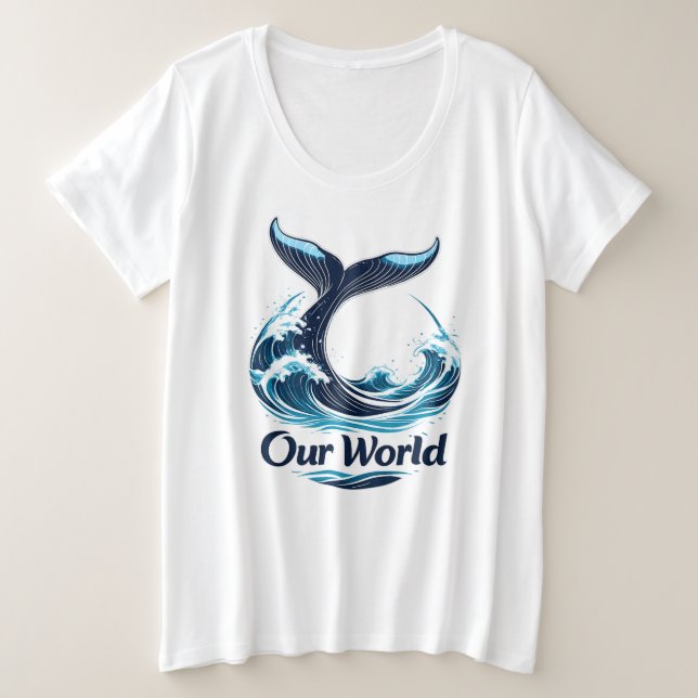 Camiseta Nossa Cauda de Baleia Mundial Conservação dos Ocea (Frente do Design)
