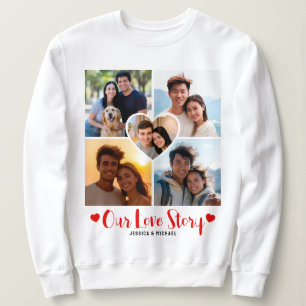 Camiseta Nossa História de Amor Colagem de Fotos de Coração