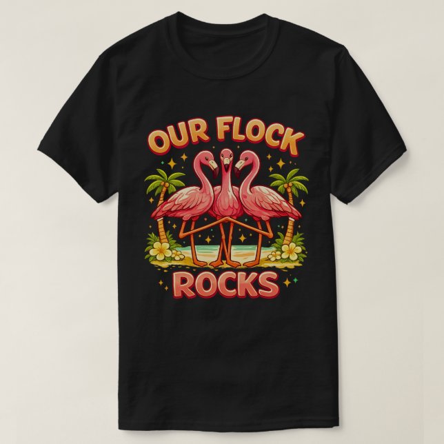 Camiseta Nossa Manada Balança Rosa Elegante Flamingo Combin (Frente do Design)