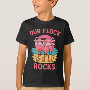 Camiseta Nossa Manada é Divertida Flamingo Família Correspo