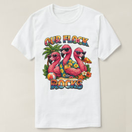 Camiseta Nossa Manada é Incrível Flamingo Tropical Engraçad