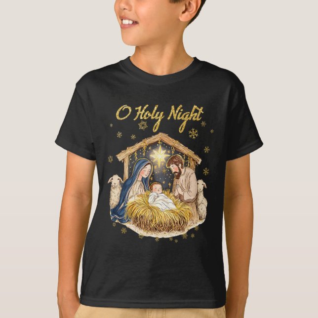 Camiseta Nossa Noite Religiosa Cena de Natal F (Frente)