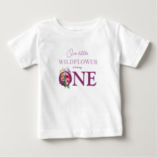 Camiseta Nossa Pequena Flor Silvestre 1º Aniversário floral