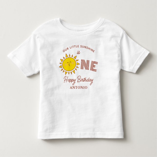 Camiseta Nossa Pequena Sunshine é uma Primeira Festa de Ani (Frente)