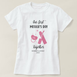 Camiseta Nossa primeira dia de as mães combinando com a nov
