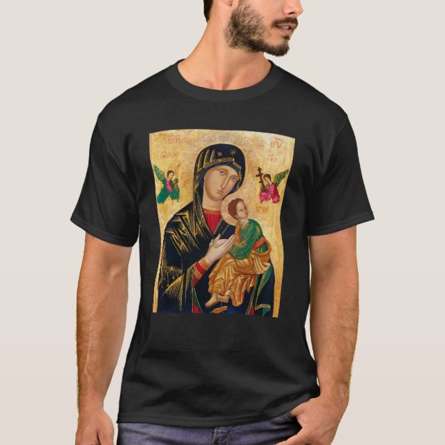 Camiseta Nossa Senhora da Ajuda Perpétua, ícone ortodoxo ru (Frente)
