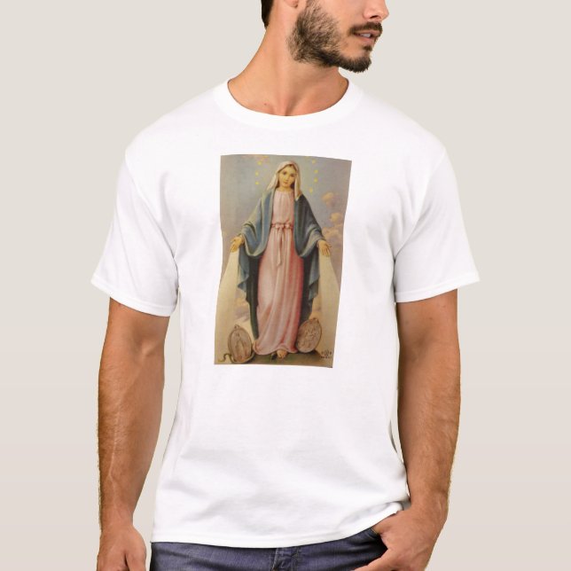 Camiseta Nossa senhora da mãe abençoada rosário Mary (Frente)
