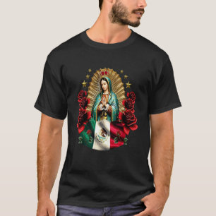 Camiseta Nossa Senhora de Guadalupe em Flores de Rosas - Ca