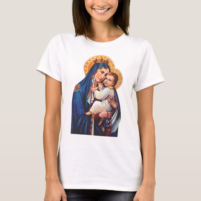 Camiseta Nossa Senhora do Carmo Arte Devocional (Frente)