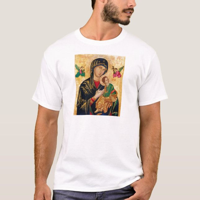 Camiseta Nossa Senhora do Ícone Perpétuo de Ajuda Virgem Ma (Frente)