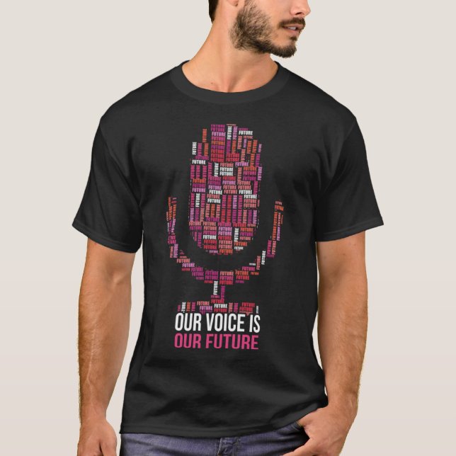 Camiseta Nossa Voz é Nosso Futuro Microfone Colorido Único (Frente)