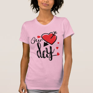 Camiseta Nosso Dia Coração Fofo & Flecha Romântico Dia dos