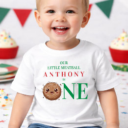 Camiseta Nosso Pequeno Almôndega Faz Um Aniversário de 1 An