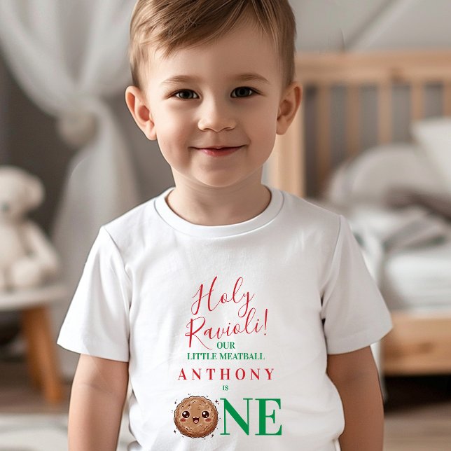 Camiseta Nosso Pequeno Almôndega Faz Um Ano de Idade Primei (Our Little Meatball is One First Birthday Party Toddler T-shirt)