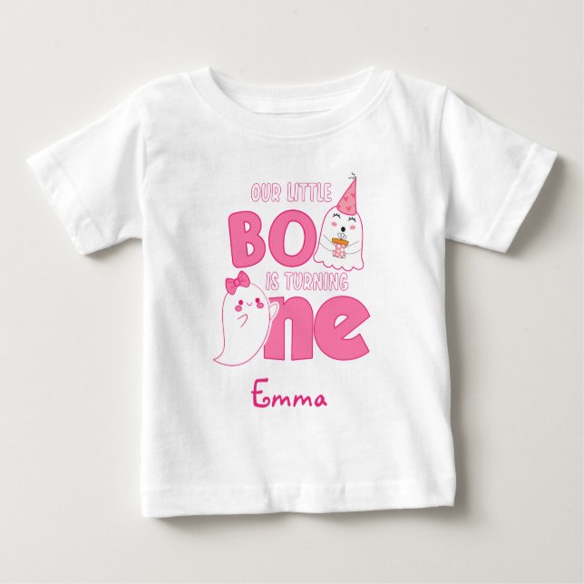 Camiseta Nosso Pequeno Boo Virando Um, primeiro aniversario (Frente)