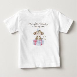 Camiseta Nosso Pequeno Macaco Primeiro Aniversário 
