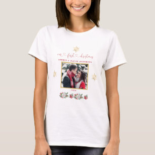 Camiseta Nosso Primeiro Casamento De Foto Floral Floco De N
