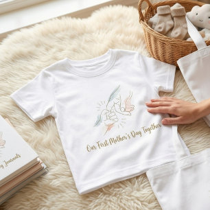 Camiseta Nosso Primeiro Dia das Mães Juntos Baby Fine Jerse