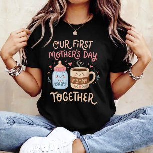 Camiseta Nosso Primeiro Dia das Mães Juntos Nova Mamãe Mamã