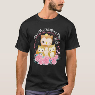 Camiseta Nosso Primeiro Dia de as mães 2022 Coruja da Famíl