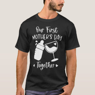 Camiseta Nosso Primeiro Dia de as mães Juntos Mãe e Bebê Ma