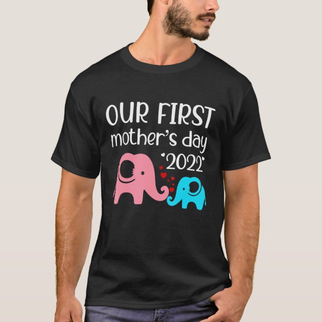 Camiseta Nosso Primeiro Dia de as mães Juntos Mãe e Bebê Ma (Frente)