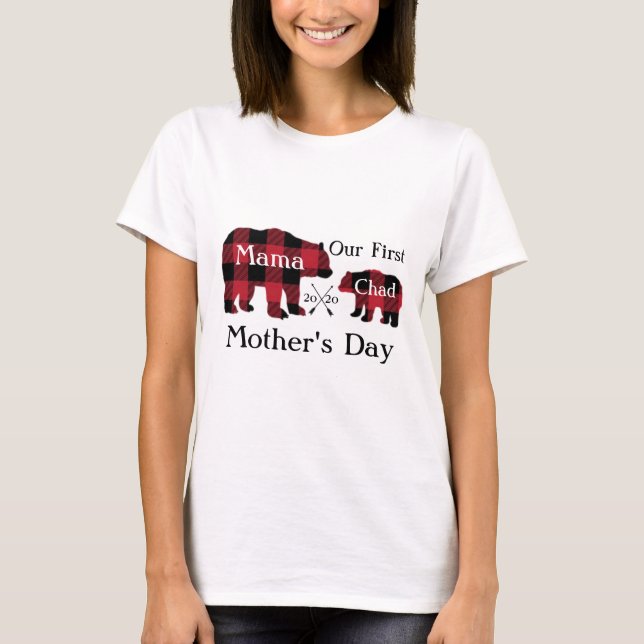 Camiseta Nosso Primeiro Dia de as mães Personalizado (Frente)