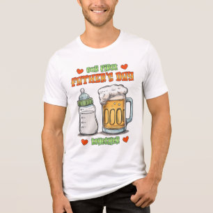 Camiseta Nosso Primeiro Dia do Pai Juntos - Garrafa e Cerve
