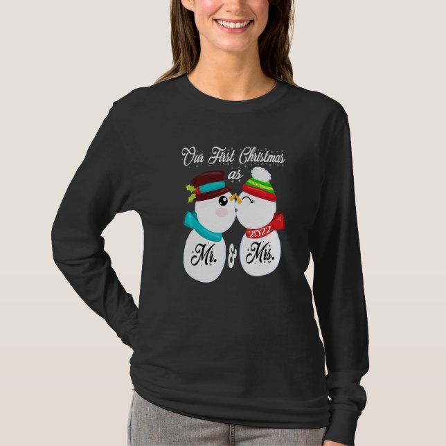 Camiseta Nosso Primeiro Natal como Senhor e Senhora PJs Com (Frente)