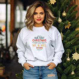 Camiseta Nosso Primeiro Natal como Sr. e Sra.