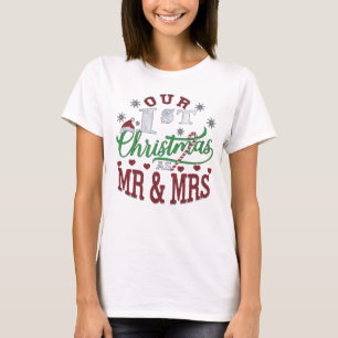 Camiseta Nosso primeiro Natal como Sr. e Sra.