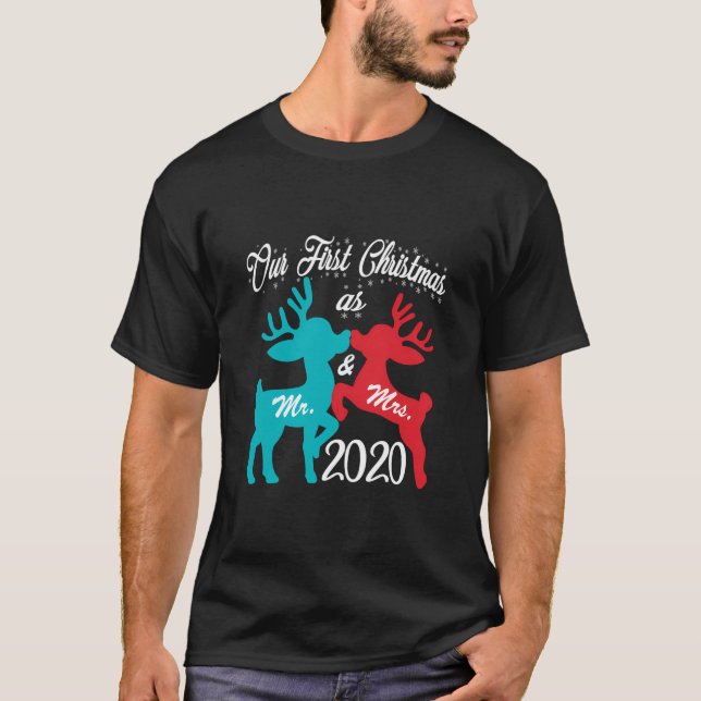 Camiseta Nosso Primeiro Natal Como Sr. E Sra. 2020 Matching (Frente)