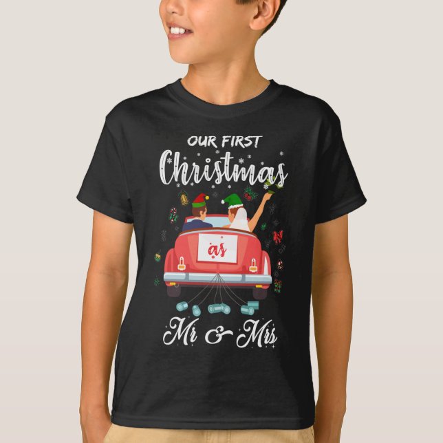 Camiseta Nosso Primeiro Natal Como Sr. E Sra. Elf Feliz C 2 (Frente)