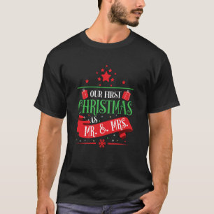 Camiseta Nosso Primeiro Natal Como Sr. e Sra. Grávida.