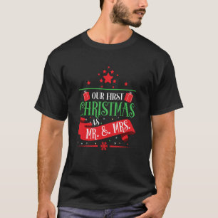 Camiseta Nosso Primeiro Natal Como Sr. e Sra. Grávida.