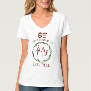 Camiseta Nosso Primeiro Natal como Sr. e Sra. Newlywing