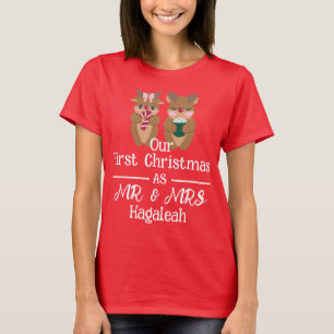 Camiseta Nosso Primeiro Natal como Sr. e Sra. Newlywing