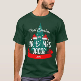 Camiseta Nosso Primeiro Natal como Sr. e Sra. Newlywing