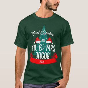 Camiseta Nosso Primeiro Natal como Sr. e Sra. Newlywing